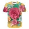 Erkekler Tişörtleri 2022 Manzara Gömlek Erkekler Çiçek Tshirt Hip Hop Tee Çiçekleri 3D Baskı T-Shirt Serin Kadın Giyim Günlük Üstleri Sweatshirt
