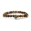 Charm Bracelets Jewelry Wholesale 10 Sets /Lot 6Mm Natural Tiger Eye Matte Stone Beads Top Quality Stainless Steel Skl Beaded Bracel Dhuaa