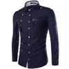 Casual shirts voor heren aankomst Springautumn Men Lonte Laad Slim Fit Fashion Epaulet Double Pocket Mens jurk M L XL XXL 221117