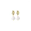 Stud Earrings HI MAN 925 Sterling Silver Plated 14K Gold Japan Natural Freshwater Pearl Women High Quality Jewelry