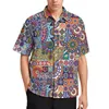 Men's Casual Shirts Mandala Pattern Sacred Geometry Print Ethnic Hawaii Shirt Short Sleeves Stylish Blouses Men Plus Size