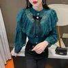 Women's Blouses Oversized Lace Long Sleeve Women Blouse Autumn Hollow Flower Ruffle Shirts Bow Beading Tops Clothing Blusas Mujer 16889