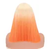 Perruques Femme Bobo Split in the Middle Orange Short Straight Hair Color Bobble Small Lace Headgear Sale