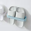 Hooks Space-saving Seamless Sticker-free Punch-free Storage Rack Shoe Bathroom Wall-mounted Slippers Shelf Organizer