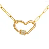 Chains Punk Fashion Jewelry Gift Heart Pendant Chain Necklace With Carabiner Lock Clasp