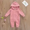 Strampler Herbst Winter geboren Baby Junge Mädchen Feste Kleidung Lange Sleeve Zipper Mit Kapuze Strampler Overall Warme Outfits 0-24M 221117