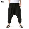 Men's Pants Mens Hippie Harem Fashion Baggy Cotton Linen Boho Low Drop Crotch Trousers Male Loose Casual Yoga Jogging Streetwear