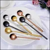 Spoons Oxidationresisting Steel Mixing Spoon Exquisite Dessert Spoons Portable Titanium Plating Heat Resistant With Different Styles Dhfo5