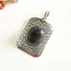 Pendant Necklaces Vintage Hand Jewelry Copper Inlaid Natural Stone Agates Big Rectangle Pendants TBP764