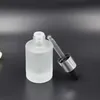 Flacon compte-gouttes en verre dépoli 30 ml en gros avec bouchon en argent 30cc bouteilles de liquide en verre contenant cosmétique LX1037