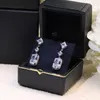 Boucles d'oreilles pendantes carrées en cristal 925 en argent sterling croix boucle d'oreille zircon cubique mariage pour les femmes