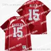 Fußballfilm Patrick Mahomes Nr. 5 Highschool-Trikot Rosso Bianco personalisiert mit dem Design, das für die Berechnung der Universität geeignet ist