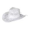 Basker unisex virka anti-uv cowboy hatt för solskyddsfest jazzjustering rep med br droppe