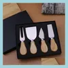 Outils à fromage 4pcs / set couteau à fromage ensembles beurre en acier inoxydable avec manche en bois couteaux outil de cuisine livraison directe maison jardin salle à manger Dh8Vr