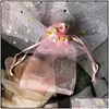 Envoltura de regalo Envoltura de regalo 10 piezas Bolsa de dulces de boda con recuerdo Devolución Empaque de joyería Florete chino liso Organza Net Drop Mylarbagsho Dhvjk