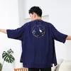 Etniska kl￤der M-5XL kinesisk stil m￤n skjorta fast f￤rg retro hanfu halva ￤rm plus storlek 2022 vintage kimono cardigan skjortor kk3533