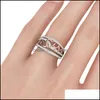 Cluster Rings Love Mom Ring Hollow Crystal Heart Rings Band For Women Mother Day Birthday Gift Fashion Jewelry Drop Delivery Dhkj4