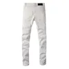 Jeans de dise￱ador para hombres Slim Fit motociclistas mezcladores para hombres de moda pantalones negros blancos para hombres jeans desgastados desgarrados