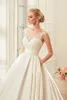 2023 Sleeveless Tulle Wedding Dresses Elegant Bridal Gowns Illusion luxury Beautiful A-Line Neckline Appliques Custom Made Court Train