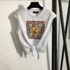 Vintage Baskı Yelek T Shirt Elbise Takım Elbise Kadınlar Için Tasarım Marka Bayanlar Kazak Yüksek Bel Etekler Iki Parçalı Setleri Tatil Yaz