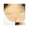 Pendant Necklaces Circle Pendant Necklace Gold Sier Color Alloy Jewelry Fashion Elegant Punk Design Charm Link Chain Choker Necklace Dh9Ir