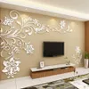 Europeisk stil 3D Flower Tree Wall Sticker vardagsrum Dekorativa dekaler Hemkonstdekor Poster Polid Acrylic Wallpaper Stickers T23310155