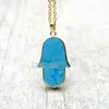 Pendanthalsband NM14922 10st Gold Electropated Hand Hamsa Chains Blue Turquoises Clearance 18-32 tum