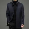 Designer Wool Coat Hand-sewn dubbelsidig nipleckad jacka M￤ns nedfodring Tjockad jacka M-4XL