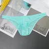 Külotlar erkekler seksi buz ipek nefes alabilen bikini tanga perspektifi düşük katlı iç çamaşırı brifingler düz renk