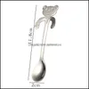 Spoons Cartoon Bear Handle Spoon Stainless Steel Hanging Coffee Mixing Spoons Home Kitchen Dining Flatware Drop Delivery Garden Bar Dhypw