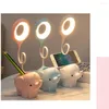 Lâmpadas de mesa Cute Pet Elephant Lâmpada LED Protecção para os olhos Dormitório Tipo Tipo de temperatura de três cores Luzes de aprendizado ajustáveis