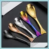 Spoons 13.2Cm Cartoon Fish Shape Spoon Stainless Steel Dessert Cake Jelly Rice Dinner Soup Kids Scoop Kitchen Accessories Drop Deliv Dhxkq