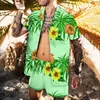Camisas casuais masculinas 2022 blusas de manga curta 3d camisa masculina machos havaianos tops folhas de papagaio verde
