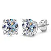 1CT Bling Moissanite Stone 925 Sterling Silver Gold Brincos redondos de ouro para homens Presente legal