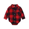 Rompers 0-24M born Baby Boys Girls Christmas Plaid Romper Jumpsuit Xmas Clothes Outfits 221117