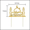 その他のイベントパーティーはお祝いの装飾紙ラマダンムーンイスラム教徒の輝きムバラク1pcs eid cakeトッパーカップケーキフラグイスラミdhskm