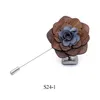 Pins Broches Broches Broches Élégant Hommes Femmes Mignon Romantique En Bois Cou Épinglette Broche Marié Fête De Mariage Bois Rose Fleur Cor A Dhxlg