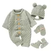 Macacão roupas de bebê outono inverno tricô nascido meninos meninas macacões lisos lisos moda criança criança unissex vestir 221117