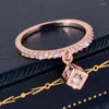 Wedding Rings LEEKER Korean Fashion Crystal Square For Women Rose Gold Silver Color Accessories Jewelry Ring 2022 Trend ZD1 LK6