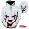Herrtröjor vinter mode skräck clown 3d tryck hoodie unisex casual mäns tröja
