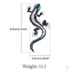 Pins Brooches Pins Brooches Unique Gecko Brooch Blue Zircon Eyes Sier Color Inlay Crystal Rose For Women Jewelry Rhinestone Animal Dhpap