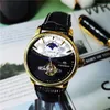 Нарученные часы Форзирование 2022 Top Brand Automatic Watch for Men Mon Moon Phase Skeleton Механические часы повседневные кожа