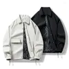 Jackets masculinos 2022 Moda de outono Men bolsos de colarinho curto de pano de tamanho longo de manga comprida Hip Hop