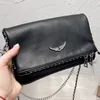 Zadig Voltaire Bag Bag Bag Bag France Womens Popular Womens Bag Wings Wings Diamond-Aironing Rivets Sheepes Sheepskin Leather Messenger Crossbody اثنين