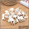 Décoration de fête Décoration de fête Vente 50 Pcs / Pack Mini Coeur Amour Vêtements En Bois Po Papier Peg Pin Pince À Linge Artisanat Carte Postale Clips Ho Dhtuk