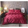 Ensembles de literie Luxury Black Duvet Er Pinch Prete Brief Brief de literie Queen King Size 3pcs Lit Coubitre avec coussinet 45 Drop del Dhov5