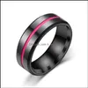 Ringas de banda A￧o inoxid￡vel anel preto Anel de esmalte de fita an￩is de bang de noivado Mulheres masculinas de j￳ias de j￳ias entrega de gotas de gotas dhztw