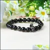 Bracelets porte-bonheur bijoux de héros pour hommes 10 Pcs / Lot 8 mm à facettes perles de pierre d'onyx noir nouveau casque de guerrier romain micro pavé Cz orthèse spartiate Dhetg