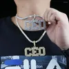 Chains 2022 Hiphop Iced Out Custom Name Letter CEO Cubic Zircon Pendant Necklace For Men Boy Bling 5A CZ Tennis Chain Rope Jewelry