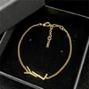 Luxury Designer Jewelry Pendant Necklaces Wedding Party Bracelets Jewellery Chain Brand Simple Letter Women Ornaments Gold Necklace